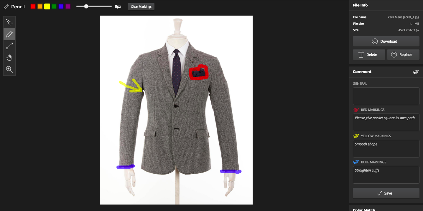 Markup blog post cover Product image with instructions drawn on it